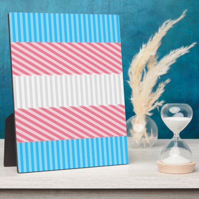 Funky Boho Stripe Abstract Transgender Pride Flag Plaque (Side)