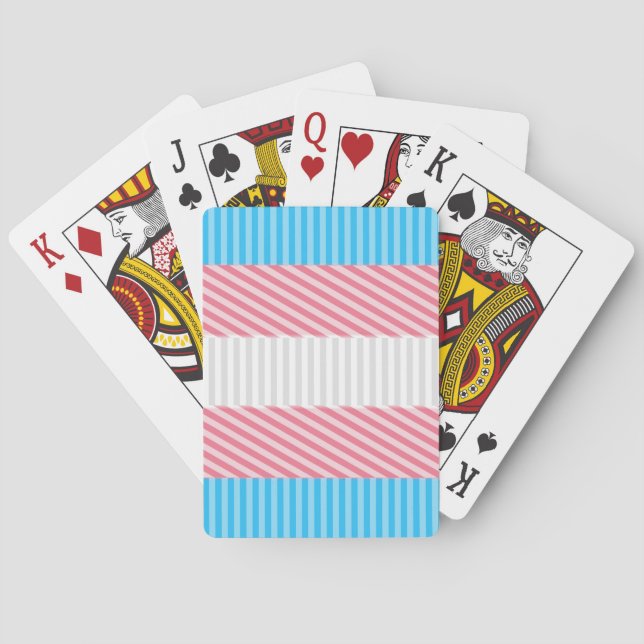 Funky Boho Stripe Abstract Transgender Pride Flag Playing Cards (Back)