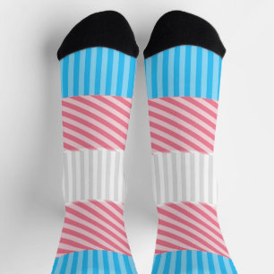 Funky Boho Stripe Abstract Transgender Pride Flag Socks