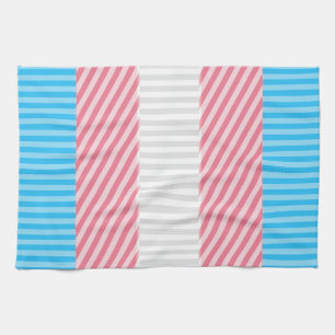 Funky Boho Stripe Abstract Transgender Pride Flag Tea Towel