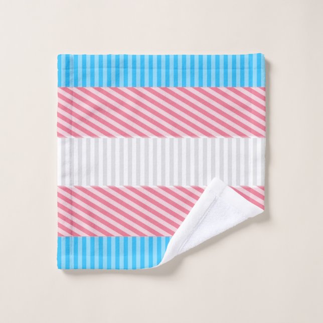 Funky Boho Stripe Abstract Transgender Pride Flag Wash Cloth (Wash Cloth)