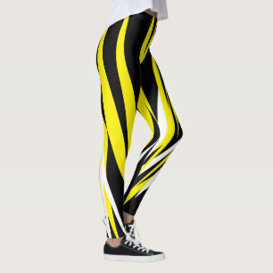 Funky Bold Abstract Art Black Yellow White Leggings