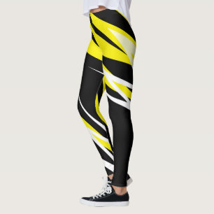 Funky Bold Abstract Art Black Yellow White Leggings