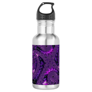 Funky Bold Boho Purple Digital Abstract Fractal 532 Ml Water Bottle
