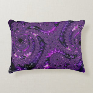 Funky Bold Boho Purple Digital Abstract Fractal Decorative Cushion