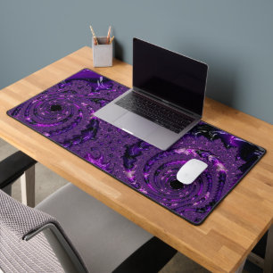 Funky Bold Boho Purple Digital Abstract Fractal Desk Mat