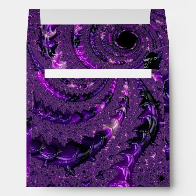 Funky Bold Boho Purple Digital Abstract Fractal Envelope (Back (Bottom))