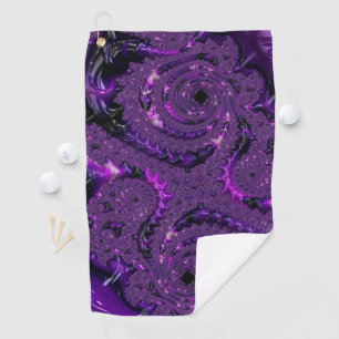 Funky Bold Boho Purple Digital Abstract Fractal Golf Towel