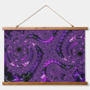 Funky Bold Boho Purple Digital Abstract Fractal Hanging Tapestry