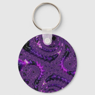 Funky Bold Boho Purple Digital Abstract Fractal Key Ring