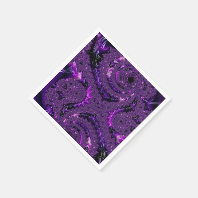 Funky Bold Boho Purple Digital Abstract Fractal Napkin (Corner)