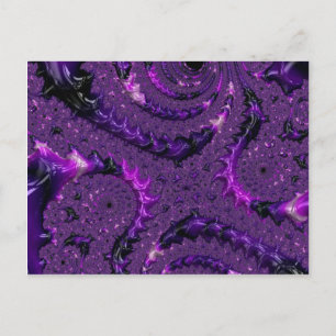 Funky Bold Boho Purple Digital Abstract Fractal Postcard
