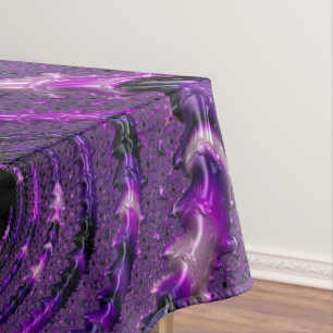 Funky Bold Boho Purple Digital Abstract Fractal Tablecloth