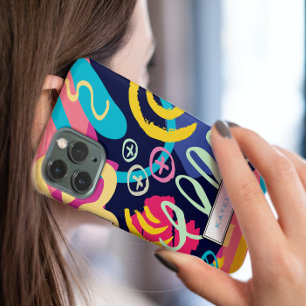 Funky Bold Graffiti Scribbles Pattern Monogram iPhone 15 Case
