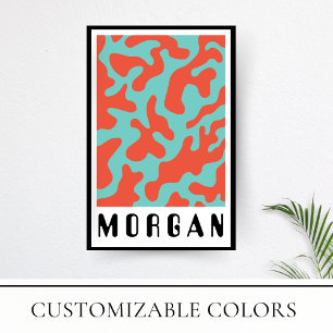 Funky Bold Retro Coral Pattern Poster