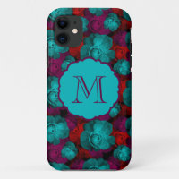 Funky Bold Roses Pattern Monogram