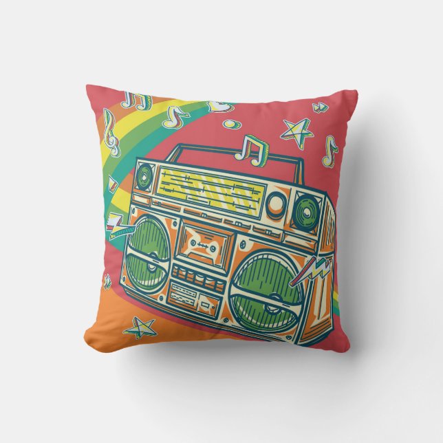 Funky Boom Box Colourful Design Cushion (Front)