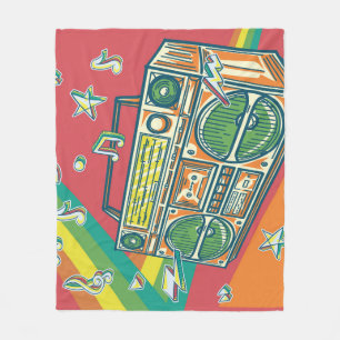 Funky Boom Box Colourful Design Fleece Blanket