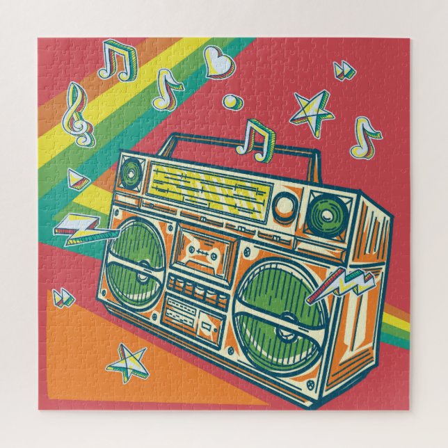 Funky Boom Box Colourful Design Jigsaw Puzzle (Vertical)