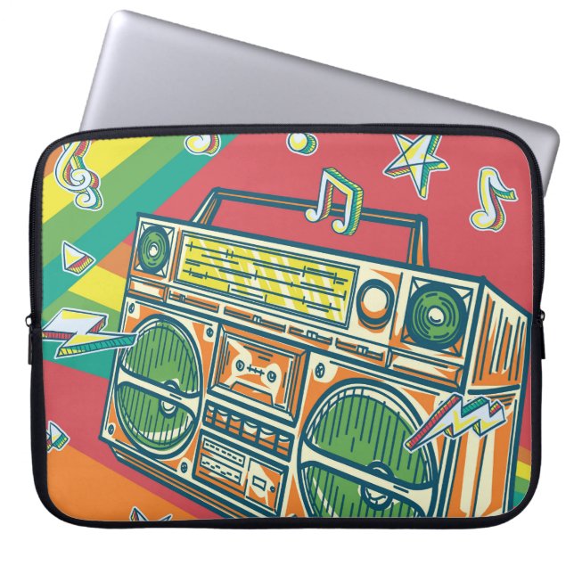Funky Boom Box Colourful Design Laptop Sleeve (Front)