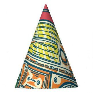 Funky Boom Box Colourful Design Party Hat