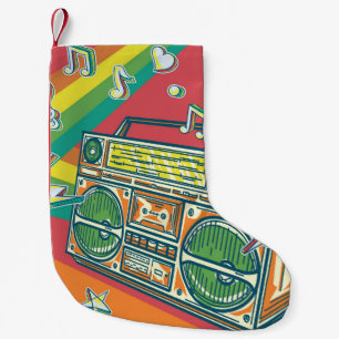 Funky Boom Box Colourful Design Small Christmas Stocking