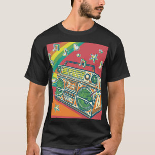 Funky Boom Box Colourful Design T-Shirt