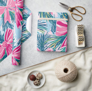 Funky Bow Pink Christmas Bow Pattern Wrapping Paper