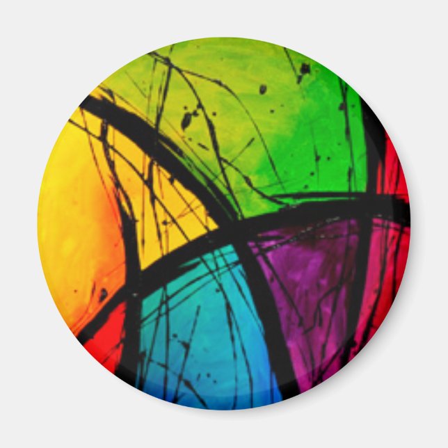 Funky Bright Abstract Art Painting Magnet (Front)