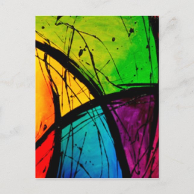 Funky Bright Abstract Art Painting Postcard (Front)