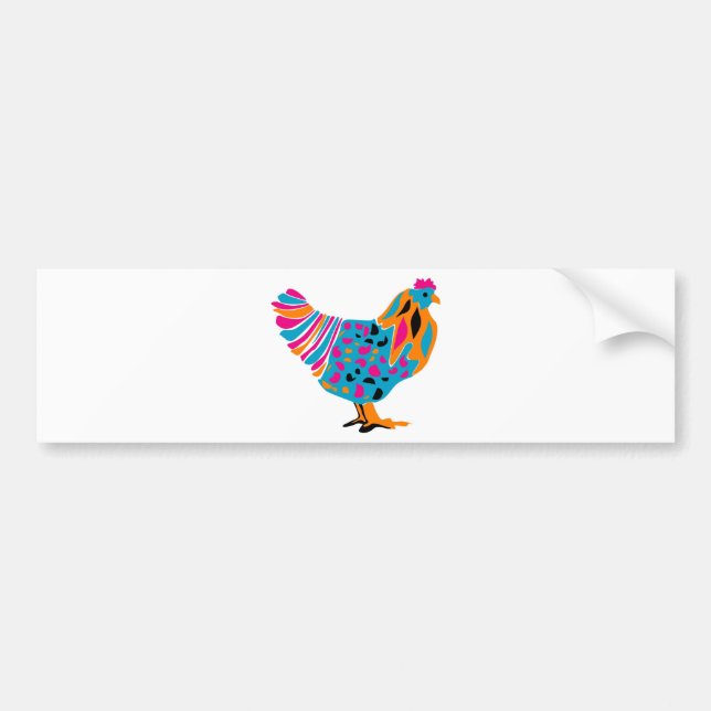 Funky Bright Chicken Bumper Sticker (Front)