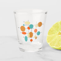Funky Bright Circles Mid Century Retro Shot Glass