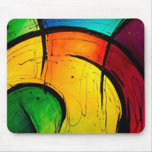 Funky Bright Colours Abstract Art Mouse Pad