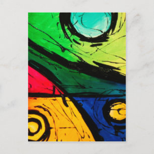 Funky Bright Colours Abstract Art Postcard