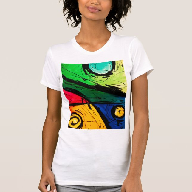 Funky Bright Colours Abstract Art T-Shirt (Front)