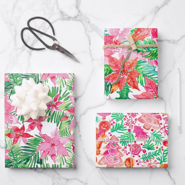 Funky Brights Christmas Themed  Wrapping Paper Sheet (Front)