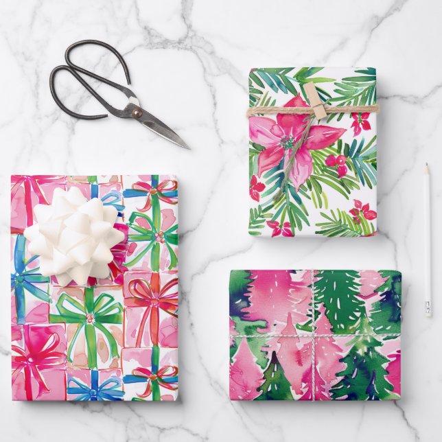 Funky Brights Christmas Themed  Wrapping Paper Sheet (Front)