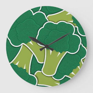 Funky broccoli large clock