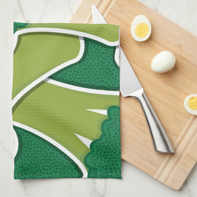 Funky broccoli tea towel (Quarter Fold)