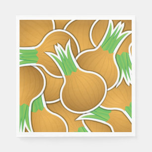 Funky brown onions napkin
