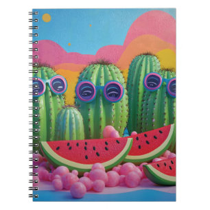 Funky Cacti with Sunglasses, Watermelon, and Candy Notebook