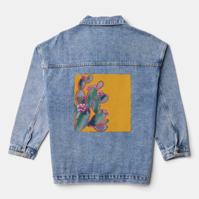 Funky Cactus Denim Jacket (Back)