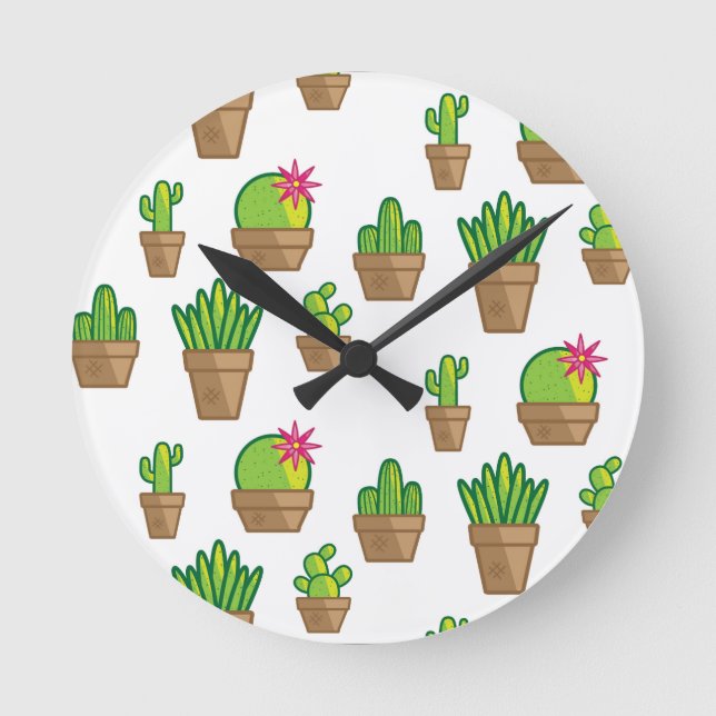 Funky Cactus Round Clock (Front)