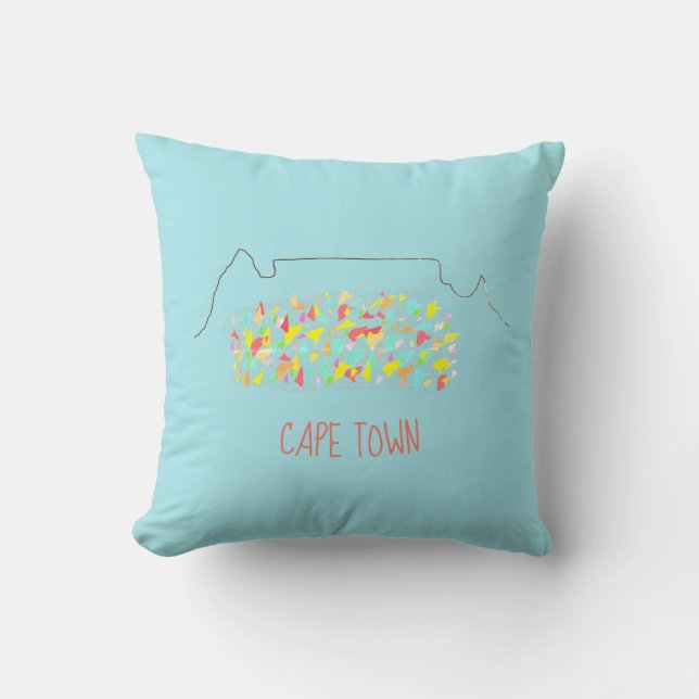 Funky Cape Town Table Mountain Colourful Contour Cushion (Front)
