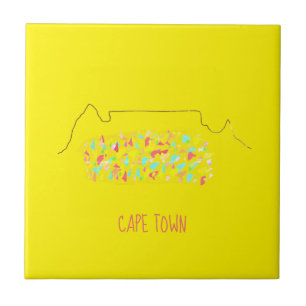 Funky Cape Town ZA Table Mountain Colourful Ceramic Tile