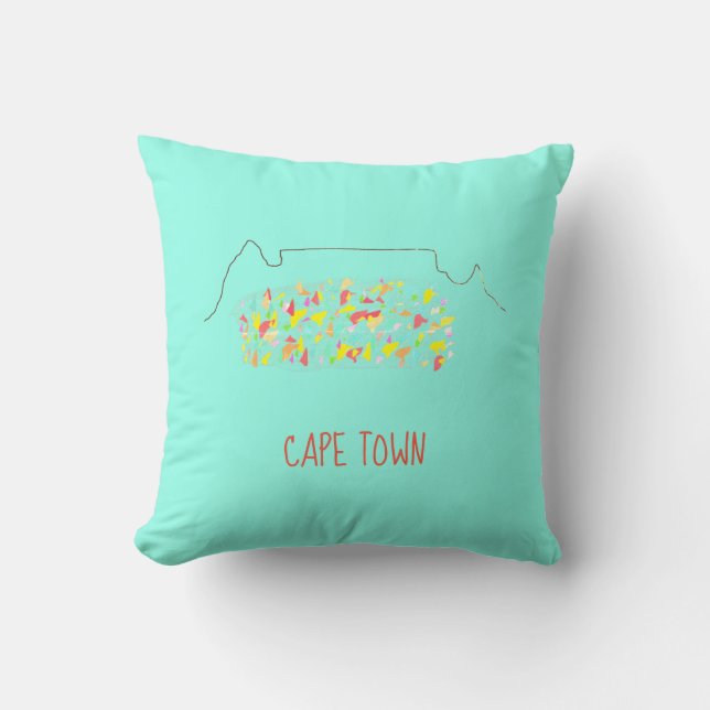 Funky Cape Town ZA Table Mountain Colourful Cushion (Front)