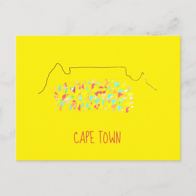 Funky Cape Town ZA Table Mountain Colourful Postcard (Front)