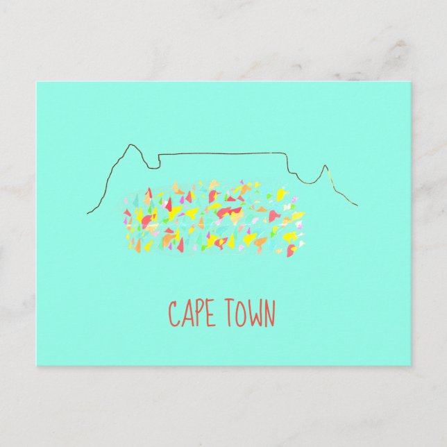 Funky Cape Town ZA Table Mountain Colourful Postcard (Front)
