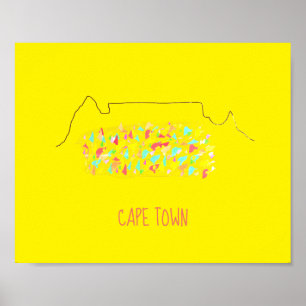 Funky Cape Town ZA Table Mountain Colourful Poster