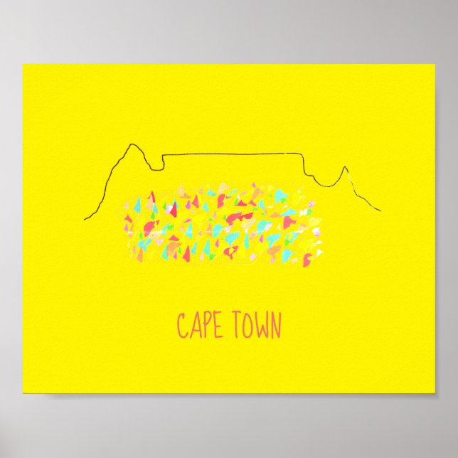 Funky Cape Town ZA Table Mountain Colourful Poster (Front)